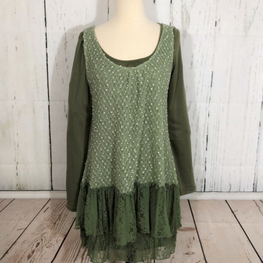 2 Piece Tunic Dress  Ruffle Lace